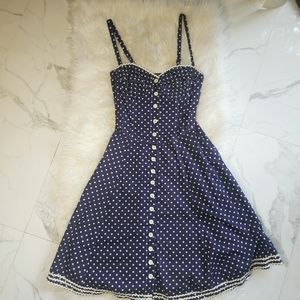 Vintage Betsy Johnson Blue Polka Dot Picnic Dress